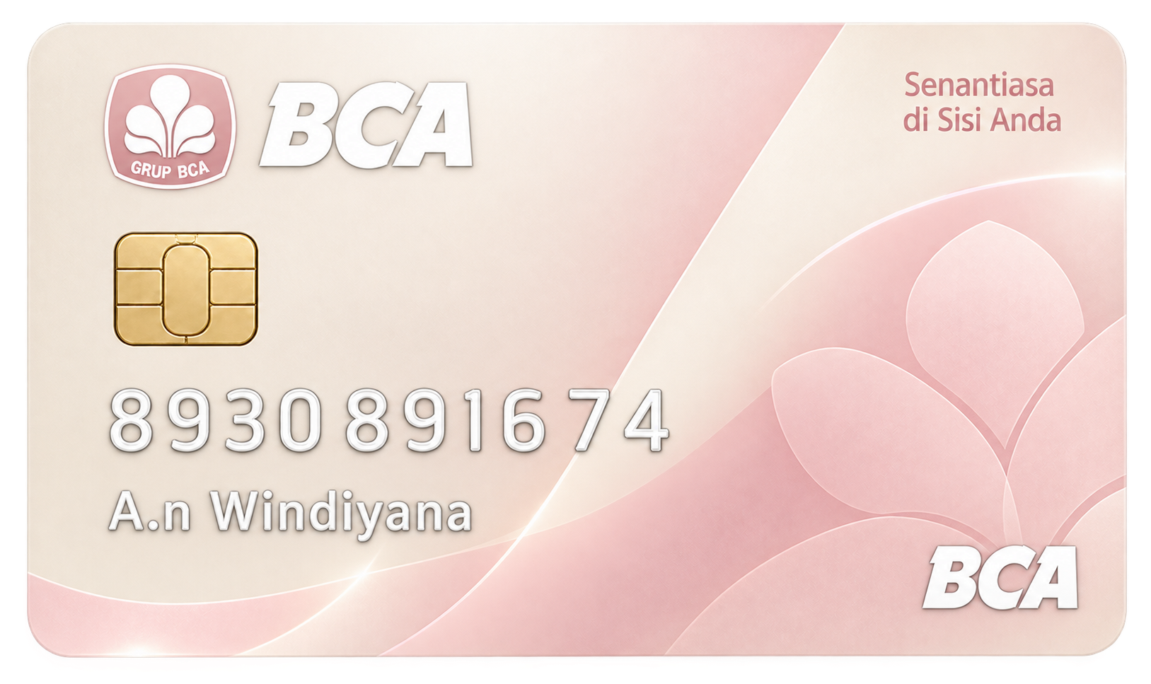 Kartu rekening BCA a.n. Windiyana